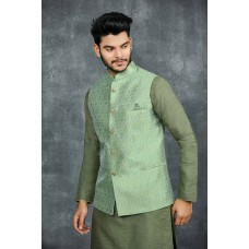 Mint Green Party Wear Indian Mens Waistcoat