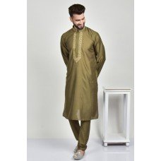 Mehndi Green Men's Indian Wedding Kurta Pajama