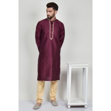 Maroon Indian Designer Mens Kurta Pajama