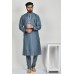 Grey Embroidered Pakistani Mens Designer Kurta Pajama