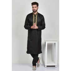 Black Embroidered Pakistani Designer Mens Kurta Pajama