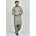 Grey Collared Pakistani Designer Mens Salwar Kameez