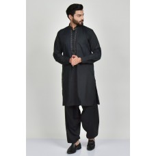 Black Embroidered Mens Eid Kurta Salwar