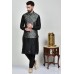 Grey Black Mens Kurta Pajama Waistcoat Set