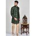 Green Heavy Embellished Groom Short Kurta Pyjama