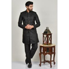 Black Fancy Formal Mens Short Kurta Pyjama