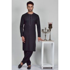 Black Embroidered Casual Pathan Kurta Salwar