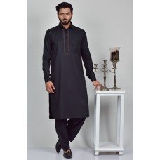 Black Pakistani Mens Kurta Salwar Suit