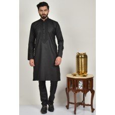 Black Embroidered Pathan Kurta Pyjama