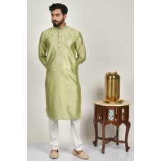 Pista Embroidered Mens Kurta Pajama