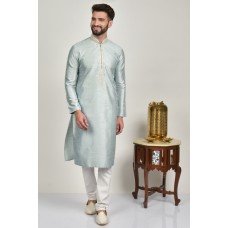 Exquisite Plain Grey Mens Kurta Pajama