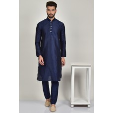 Navy Blue Indian Designer Mens Kurta Pyjama