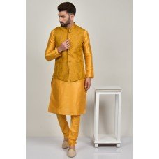 Mustard Slim Fit Waistcoat Indian Mens Clothing