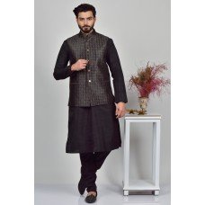 Black Jammawar Waistcoat Mens Evening Wear