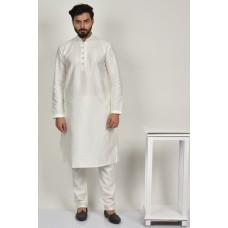 White Readymade Mens Kurta Pajama