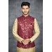 Maroon Brocade Design Mens Wedding Waistcoat