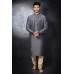 Grey Beige Fancy Kurta Pajama for Weddings Groom Wear