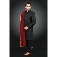 Black Embellished Groom Wedding Sherwani