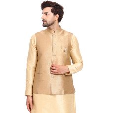 Dark Gold Ethnic Waistcoat for Men 