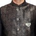 Black Sequin Embroidered Mens Waistcoat
