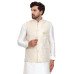 White Jamawar Classic Waistcoat for Men White Jamawar Classic Waistcoat for Men