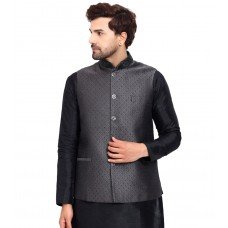 Dark Grey Self Design Waistcoat