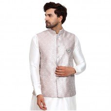 Lilac Self Design Ethnic Mens Waistcoat